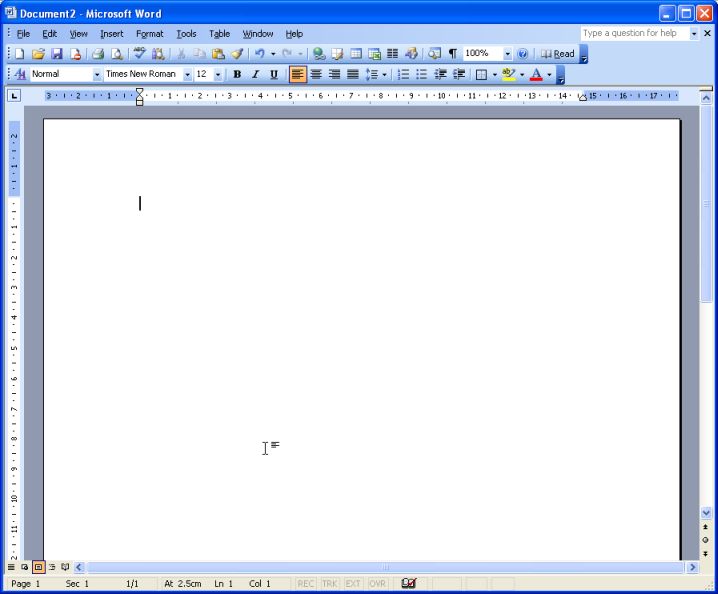 parts of ms word screen